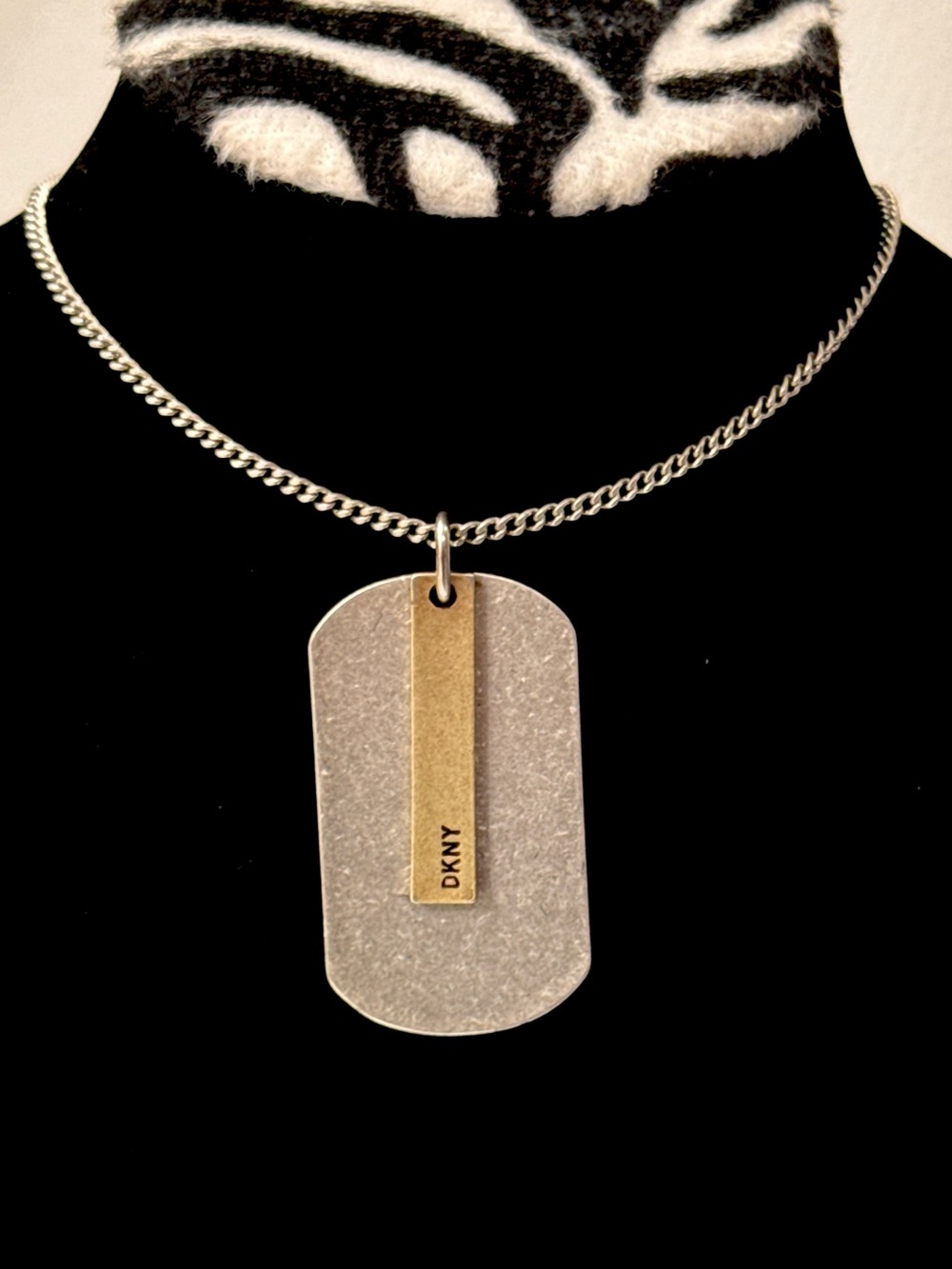 DKNY Chunky Two-Tone Dog Tag Necklace